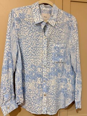 Rails Blue & White Abstract Print Button-Front Shirt